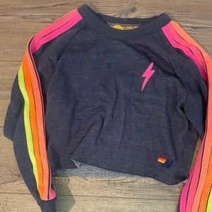 Aviator Nation neon colors cropped sweatshirt, xs